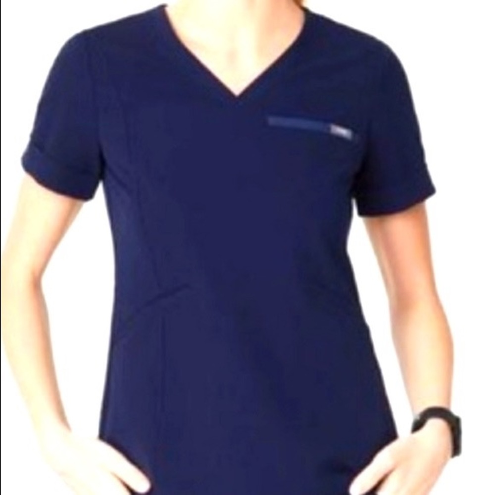 FIGS Limited Edition “Zinga” Tapered Scrub Top (L/Navy)